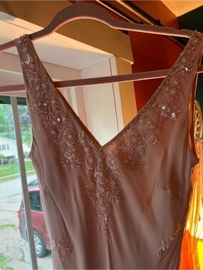 Scala Blush Pink Beaded V-Neck Sleeveless Dress